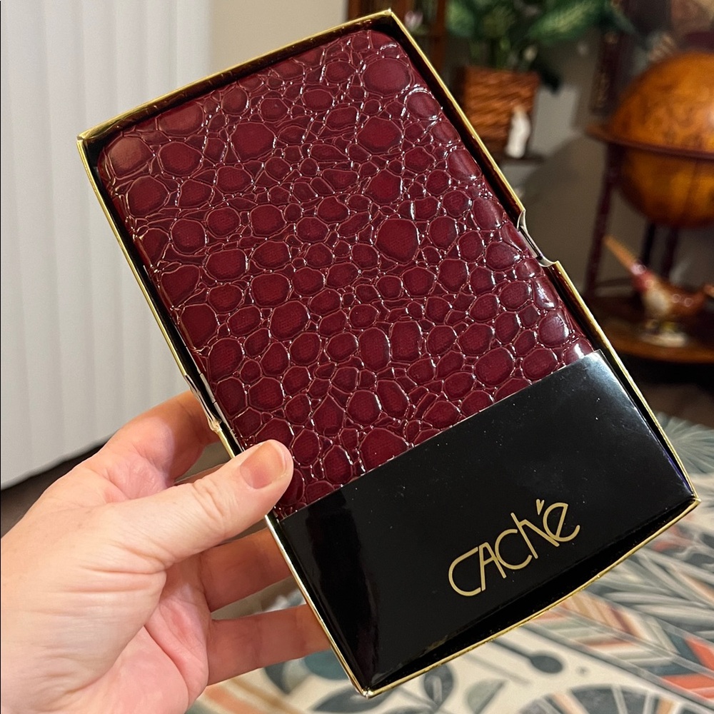 Vintage Cache Burgundy Crocodile Embossed Clutch Wallet